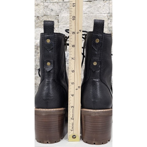 NEW Crown Vintage Boots Womens 10M Black Leather Yuliana Combat Lace-Up Lug Sole - Picture 11 of 13